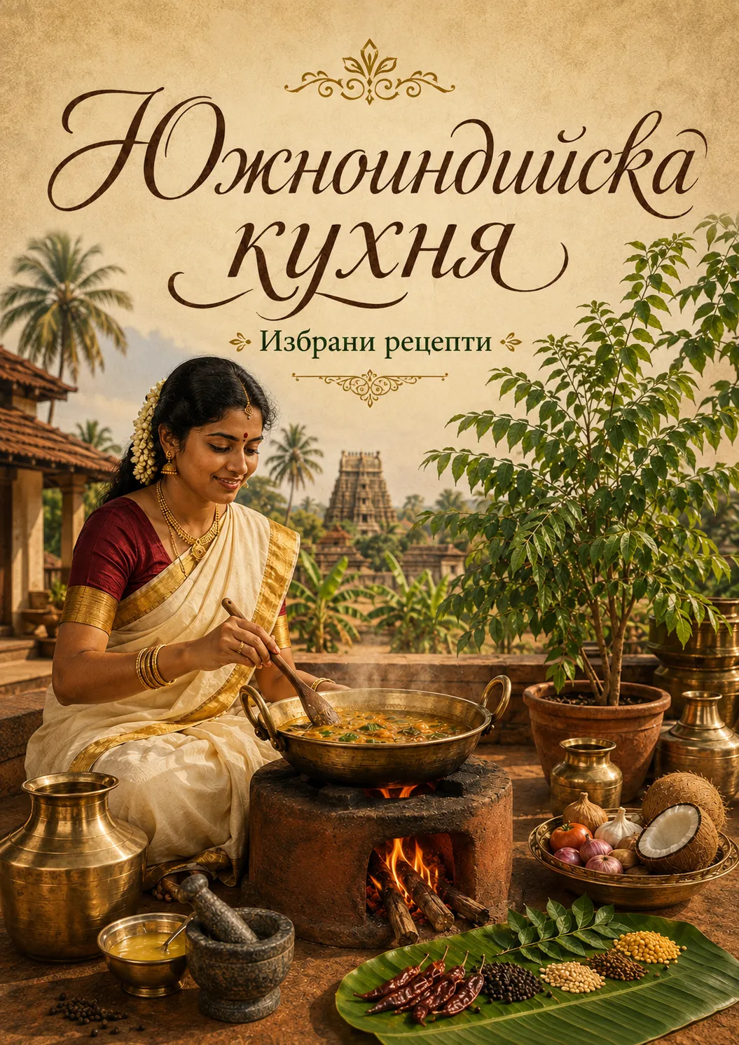 Корица на книгата „Южноиндийска кухня — избрани рецепти“